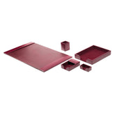 Burgundy Bonded Leather Desk Set, 5pc